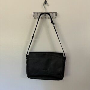 Michael Kors Black Leather Messenger Briefcase With Adjustable Strap & Interior
